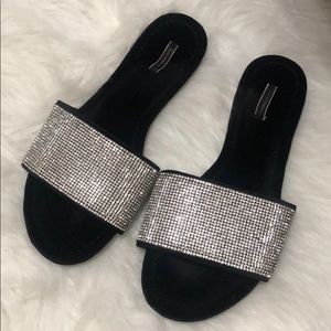 Black Sparkly Victoria’s Secret Slides